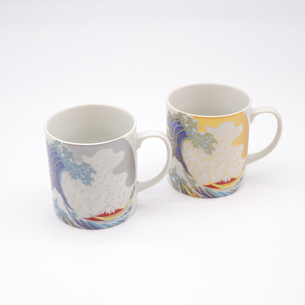 JIN-202001_Kutani Ware Mug Cup 2set (Hokusai Wave, 2.95 x 3.15)-1