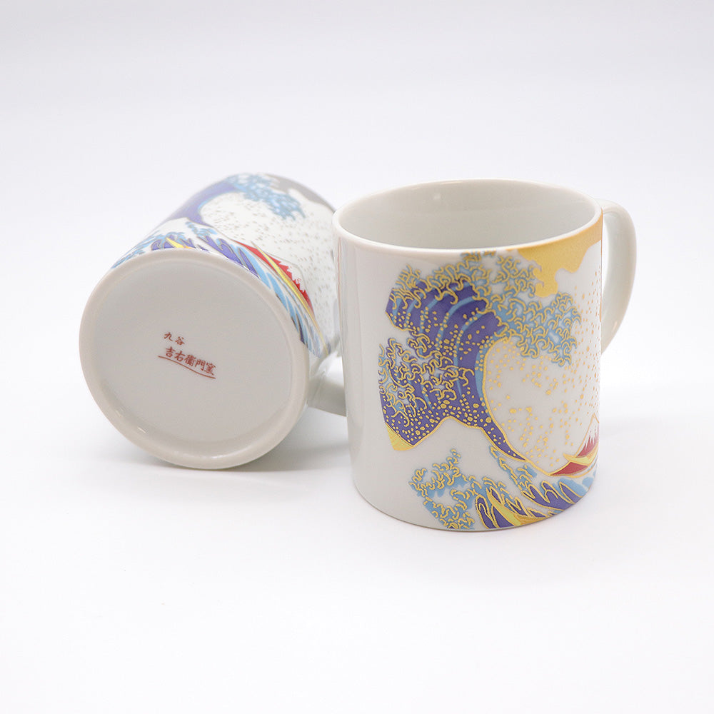 JIN-202001_Kutani Ware Mug Cup 2set (Hokusai Wave, 2.95 x 3.15)-4
