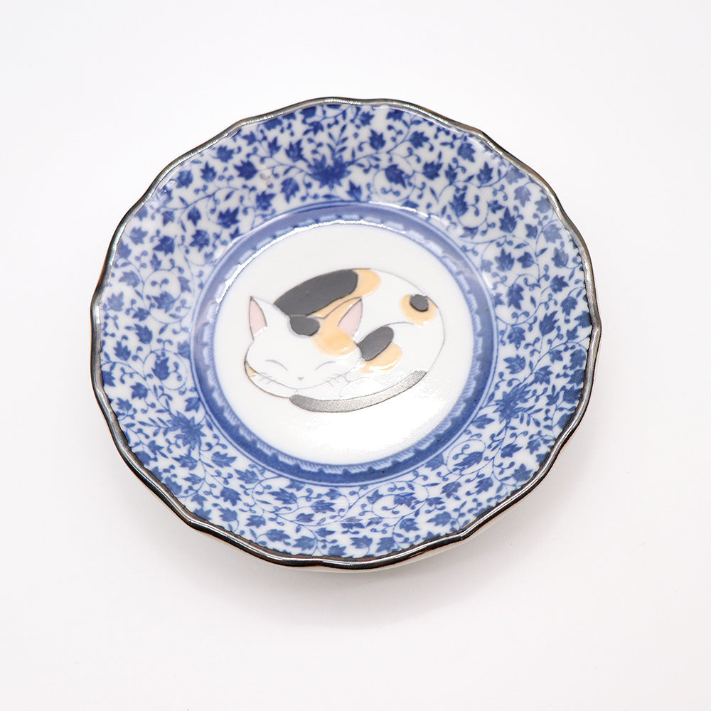 JIN-205003_Kutani Ware Serving Plate 5set (Sleeping Cat, 4.72 x 4.72)-6