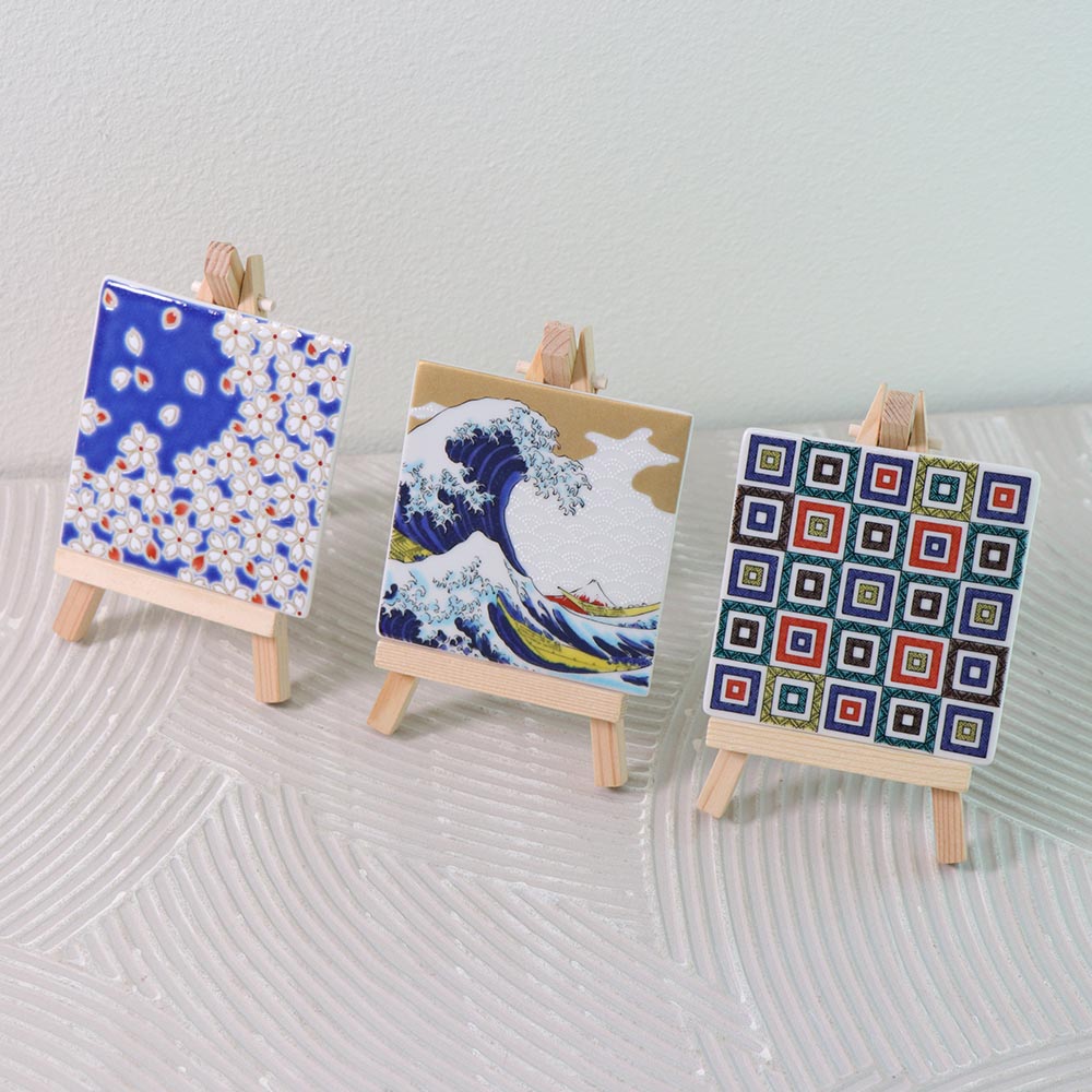 Easel_Kutani Ware Square Coaster (3.54 x 3.54) | Seikou