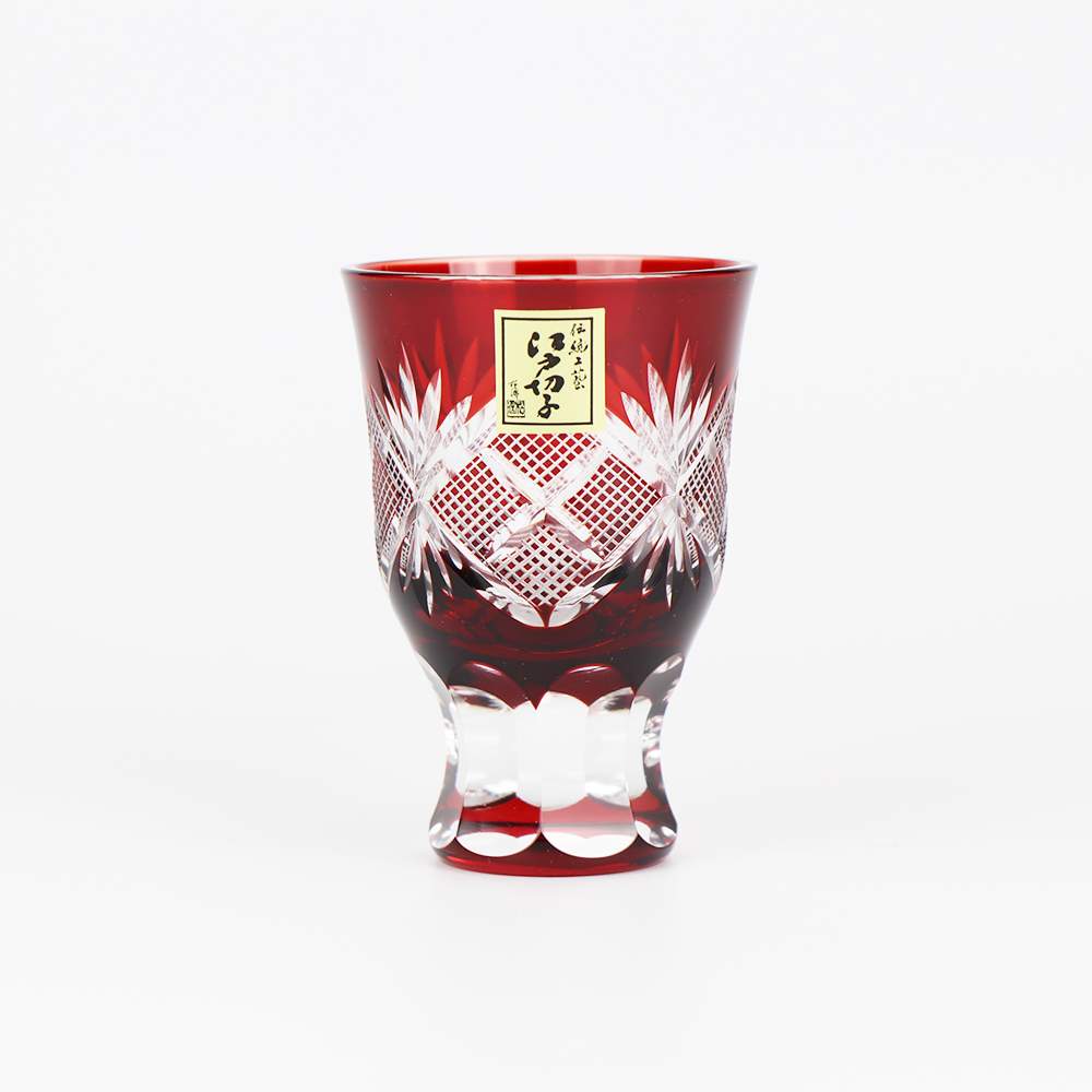 JIN-11146_Tajima Glass sake glass collection Nanako-mon Red-1